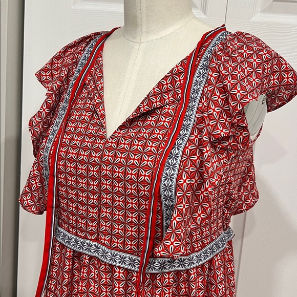 Red Patterned Maxi Dress - Picture 6 of 9